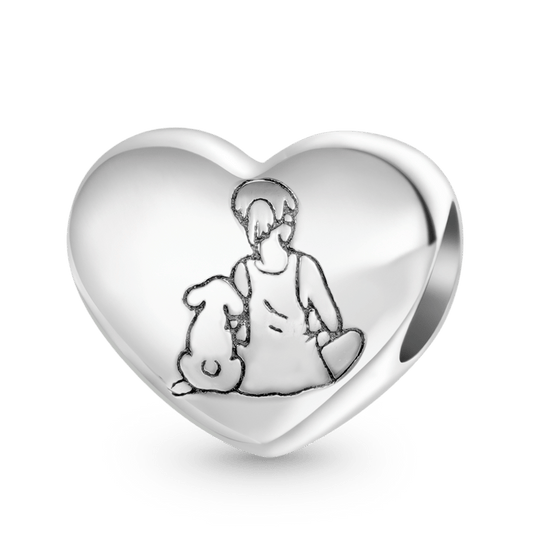 Gnoce "Love" Little Girl & Puppy Heart Charm_1