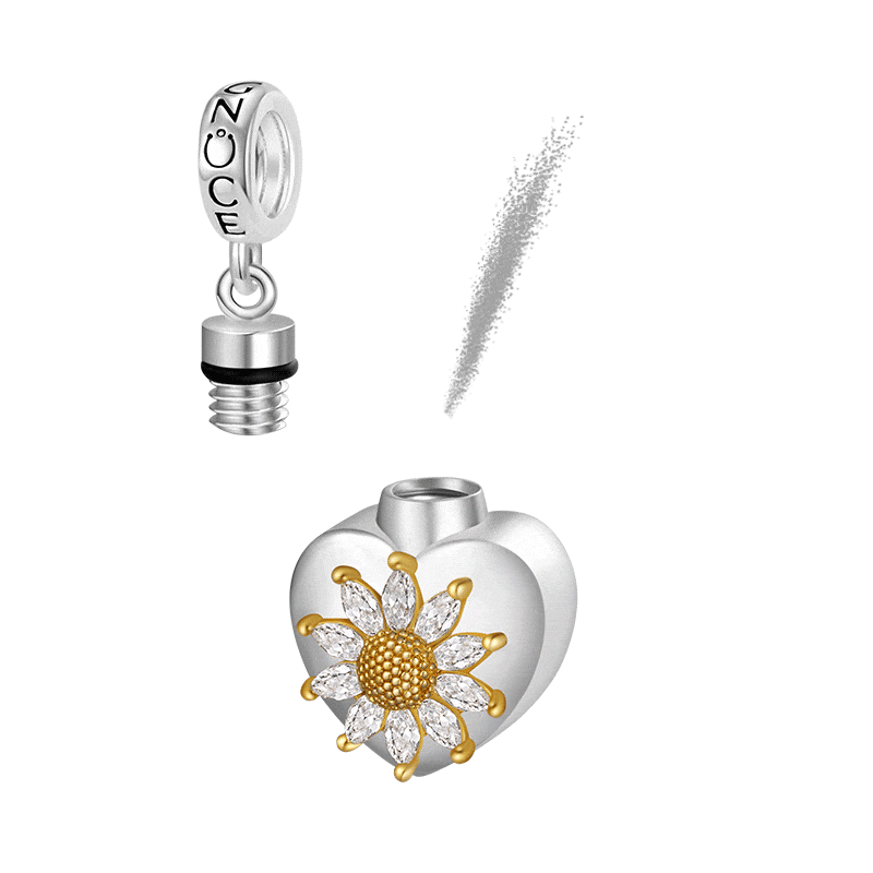 Gnoce Heart Memorial Urn Ashes Charm Platinum-plated Silver Blend_1