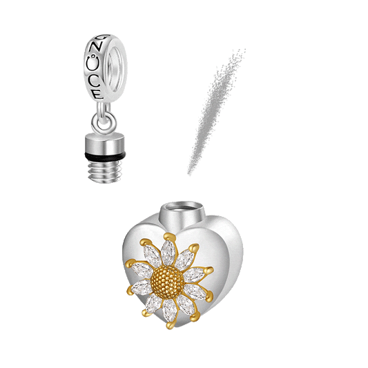 Gnoce Heart Memorial Urn Ashes Charm Platinum-plated Silver Blend_1
