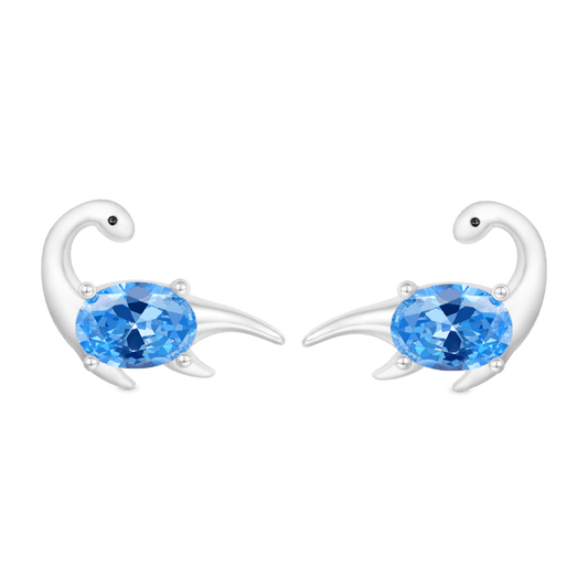 Gnoce Sparkling Plesiosaurs Stud Earrings Platinum-plated Silver Blend_1