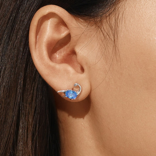 Gnoce Sparkling Plesiosaurs Stud Earrings Platinum-plated Silver Blend_4