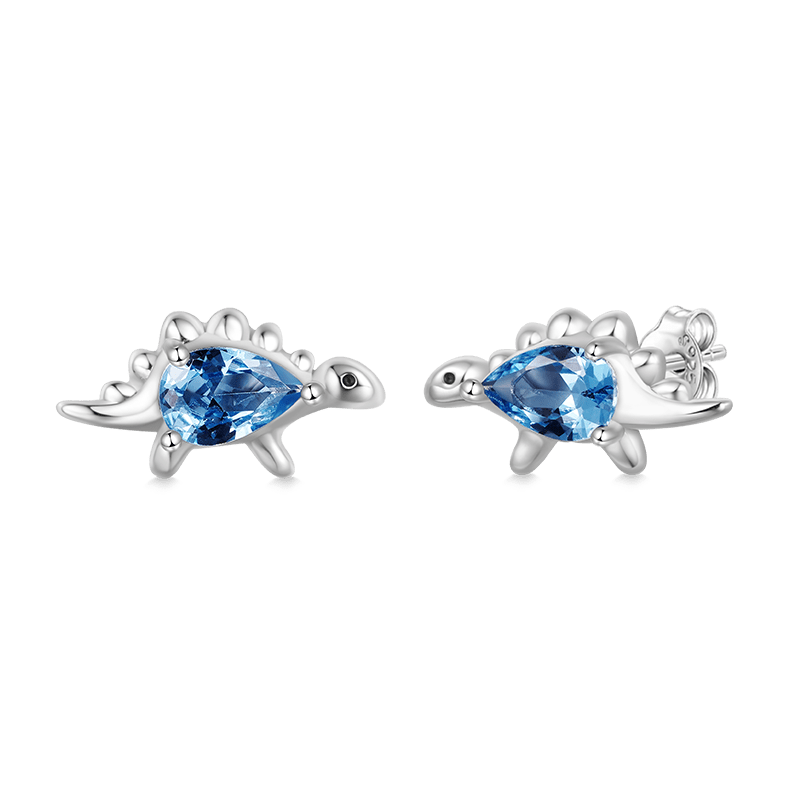 Gnoce Sparkling Stegosaurus Stud Earrings Platinum-plated Silver Blend_1