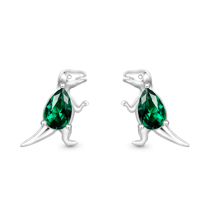 Gnoce Sparkling Tyrannosaurus Rex Stud Earrings Platinum-plated Silver Blend_2