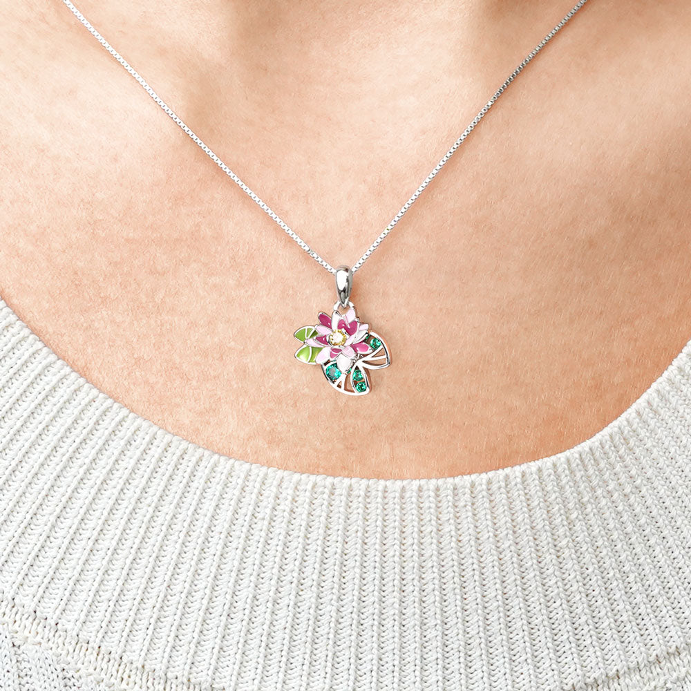 Gnoce Water Lotus flower Necklace_4