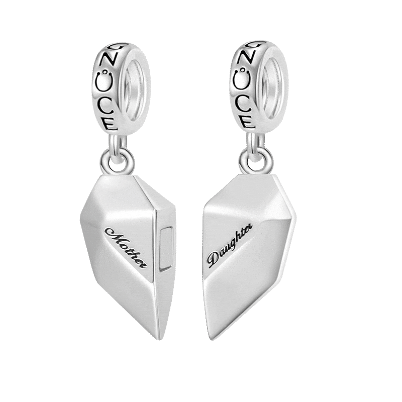 Gnoce Magnet Heart Engravable Charm Platinum-plated Silver Blend_1