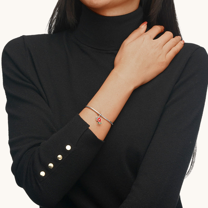 Gnoce Engravable Small Flower Heart Pendant Dangle Charm_4