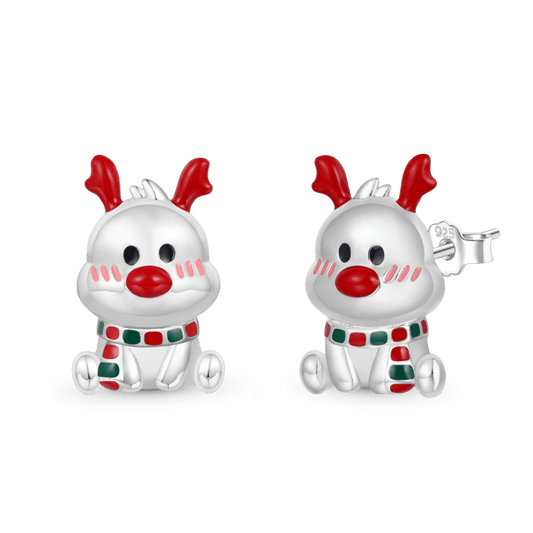 Gnoce Christmas Elk Shaped Stud Earrings Platinum-plated Silver Blend_1