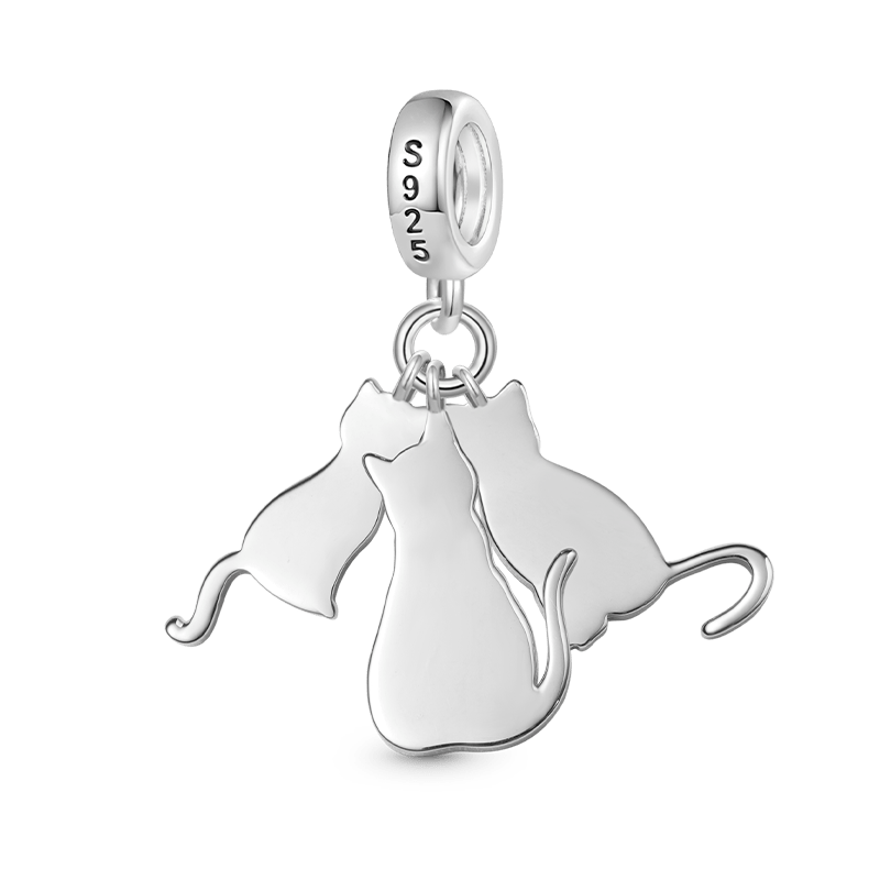 Gnoce Multi-pet Letters Personalized Cat Charm Platinum-plated Silver Blend_2