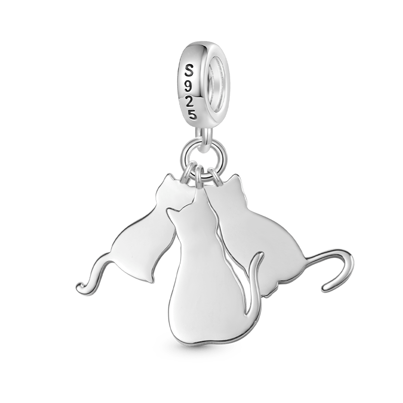 Gnoce Multi-pet Letters Personalized Cat Charm Platinum-plated Silver Blend_2