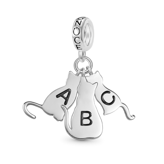 Gnoce Multi-pet Letters Personalized Cat Charm Platinum-plated Silver Blend_1