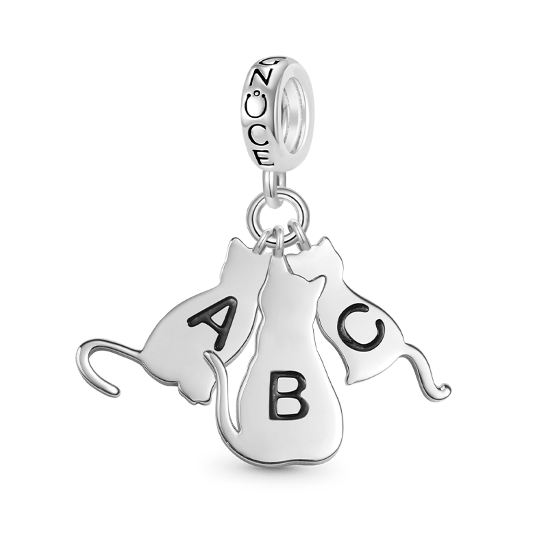 Gnoce Multi-pet Letters Personalized Cat Charm Platinum-plated Silver Blend_1