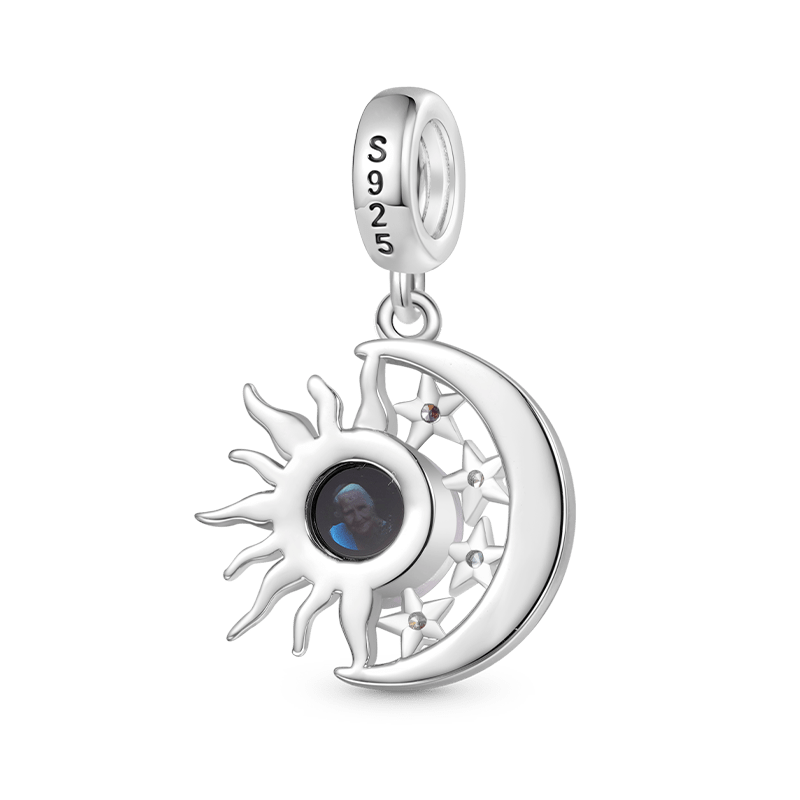 Gnoce Projection Moon Sun Personalized Photo Charm Platinum-plated Silver Blend_2