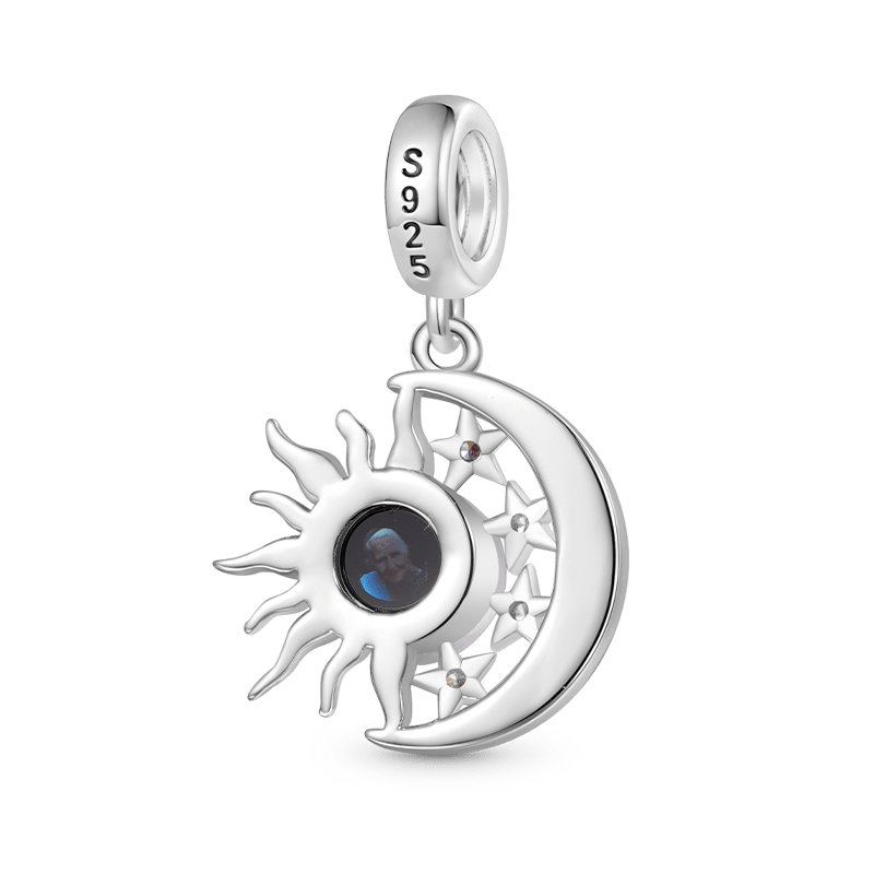 Gnoce Projection Moon Sun Personalized Photo Charm Platinum-plated Silver Blend_2