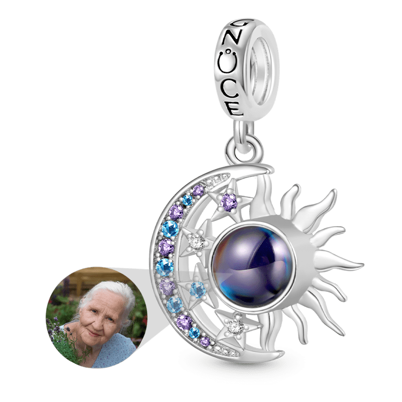 Gnoce Projection Moon Sun Personalized Photo Charm Platinum-plated Silver Blend_1