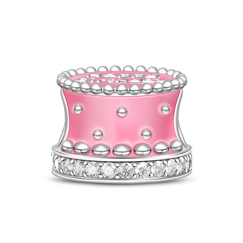 Gnoce "Happay Birthday"Pink Birthday Cake 925 Sterling Silver Charm Bead_2