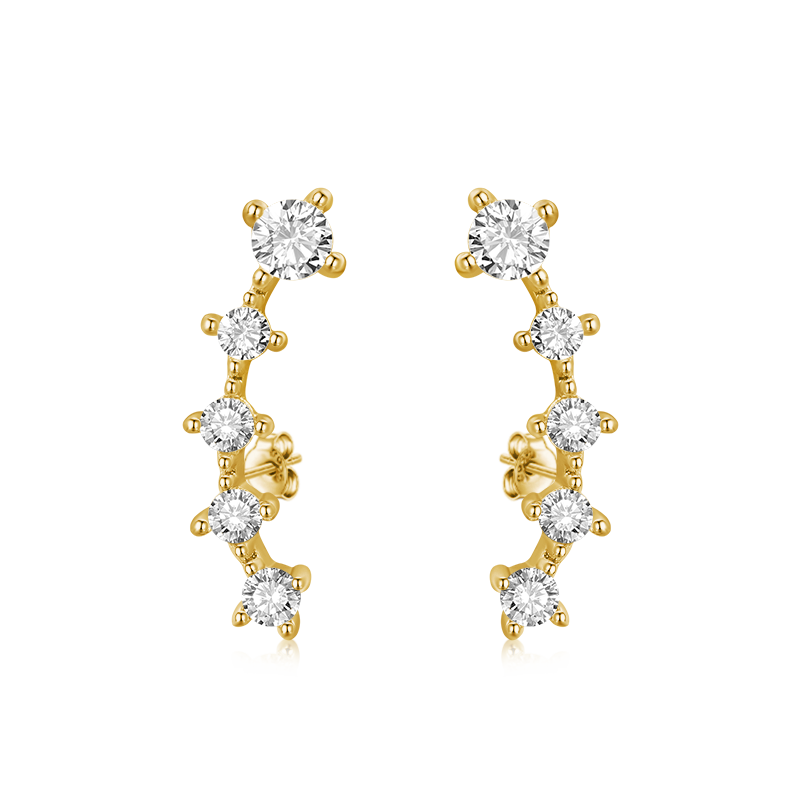 Gnoce Cubic Zirconia Ear Crawlers Earrings_1