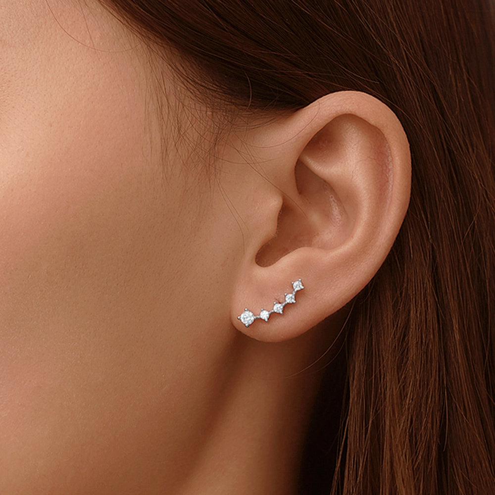 Gnoce Cubic Zirconia Ear Crawlers Earrings_5