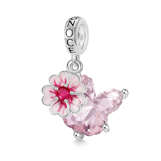 Gnoce Pink Zircon Sakura Bunny Rabbit Pendant Dangle Charm_1