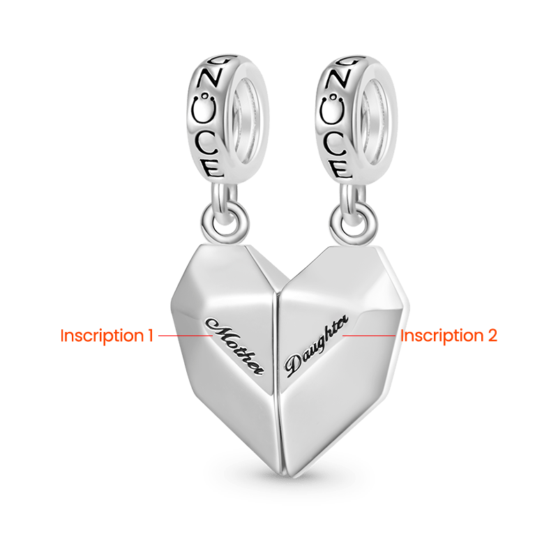 Gnoce Magnet Heart Engravable Charm Platinum-plated Silver Blend_2