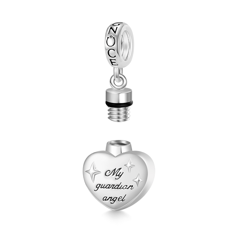 Gnoce Personalized Photo Heart Urn Ashes Charm Platinum-plated Silver Blend_2