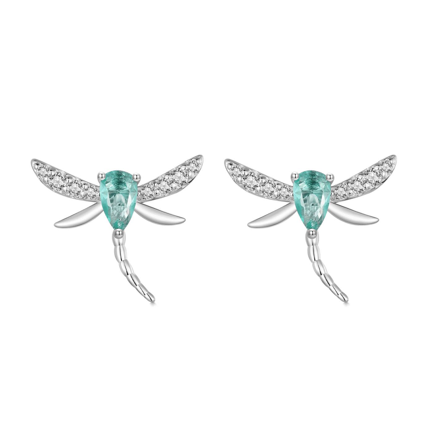 Gnoce Elegant Green Dragonfly Stud Earrings_1