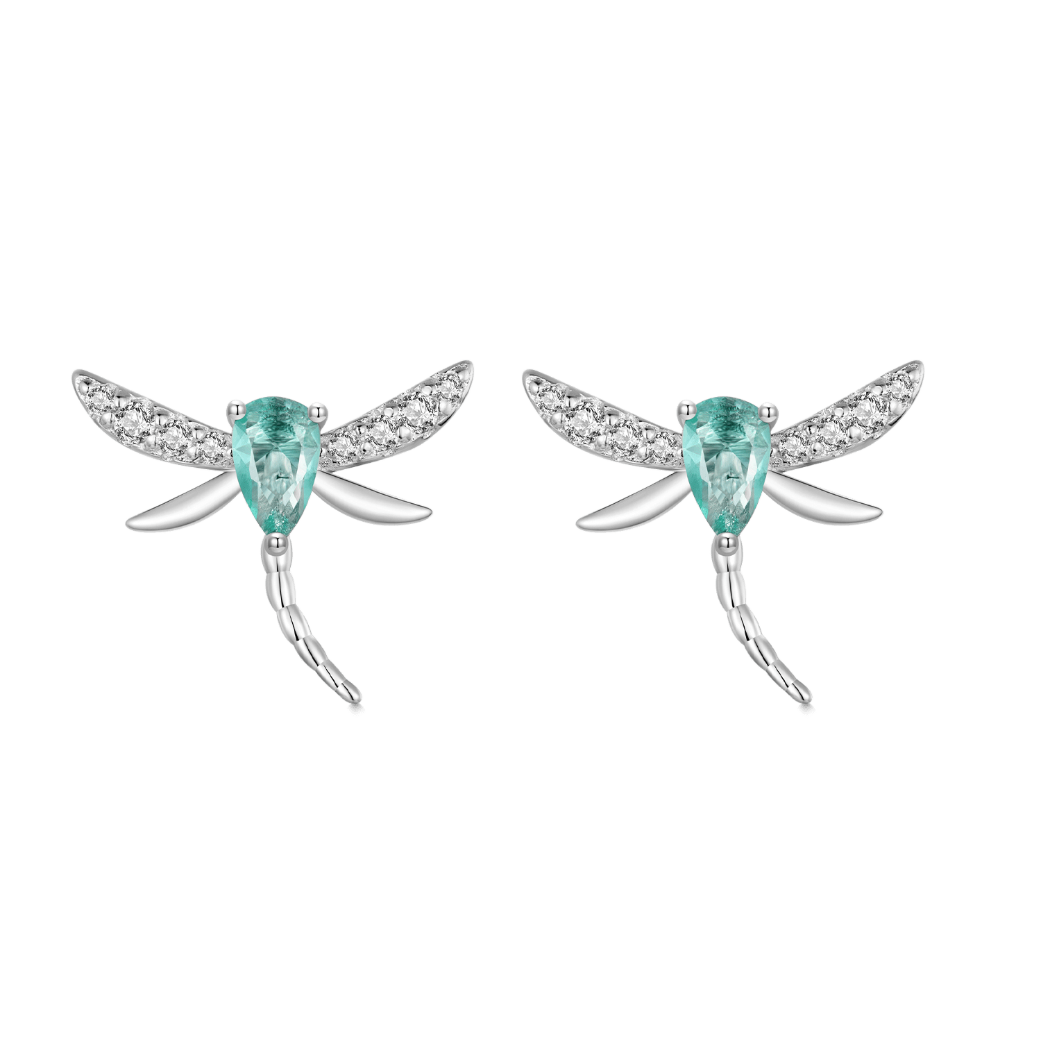 Gnoce Elegant Green Dragonfly Stud Earrings_1