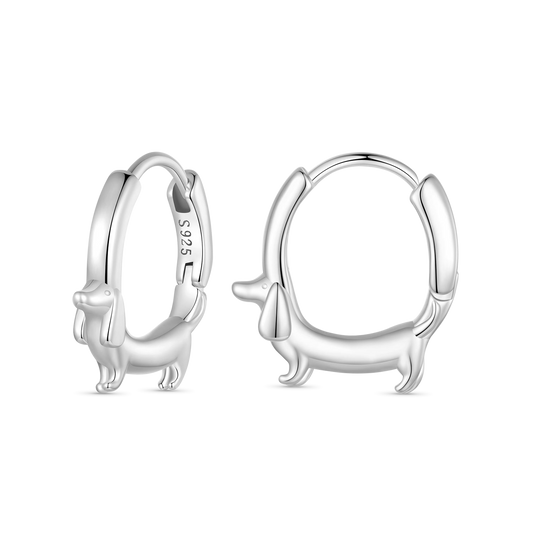 Gnoce Dachshund Cute Dog Hoop Earrings_1