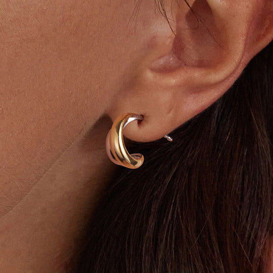 Gnoce Classic Double Roll Stud Earrings_5