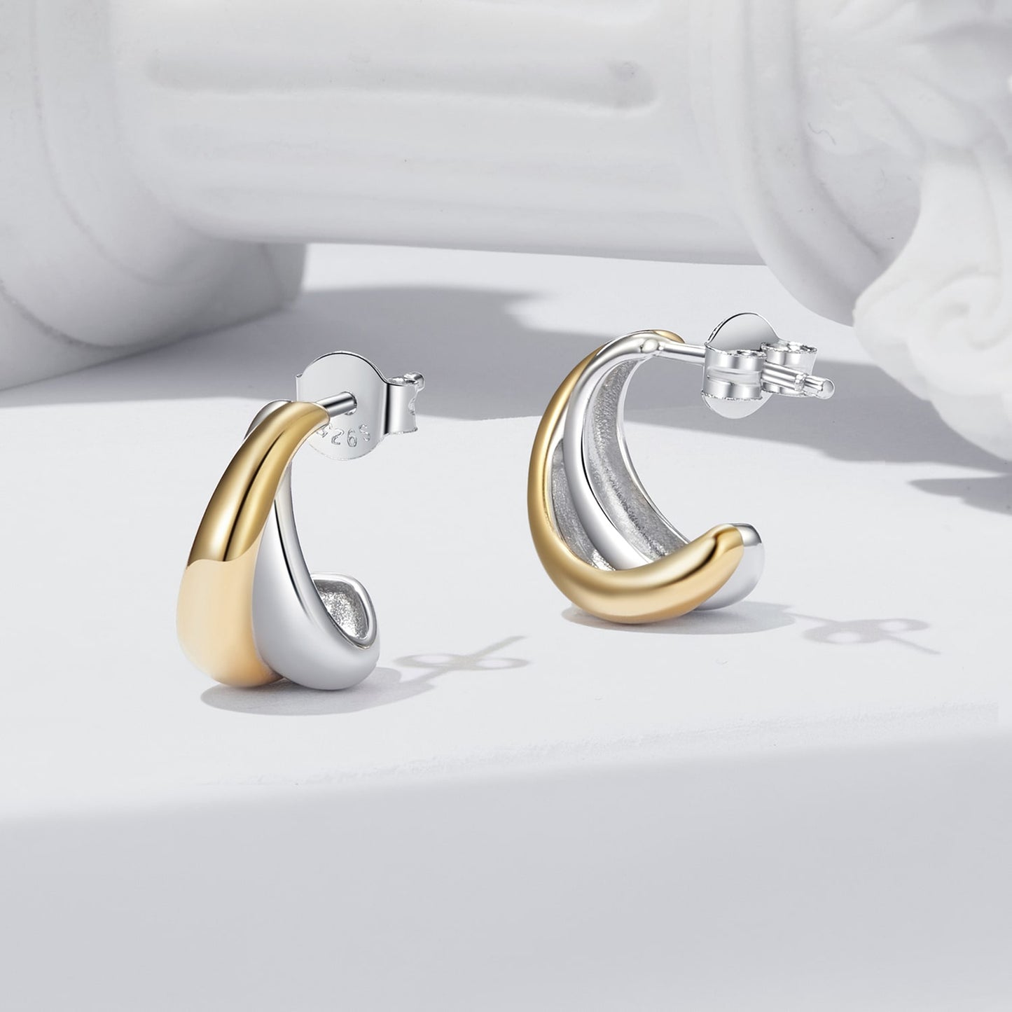 Gnoce Classic Double Roll Stud Earrings_2