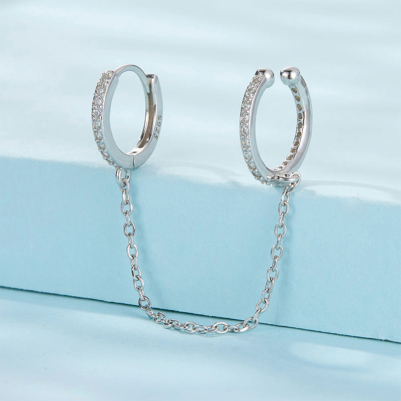Gnoce Ear Cuff Chain Threader Hoop Earrings_3