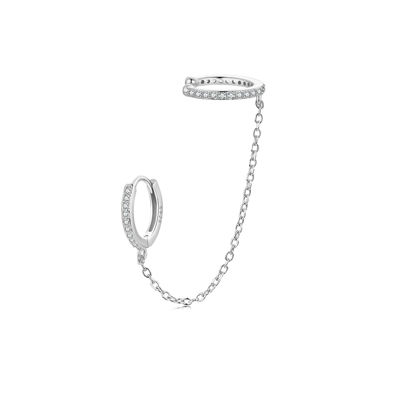 Gnoce Ear Cuff Chain Threader Hoop Earrings_1