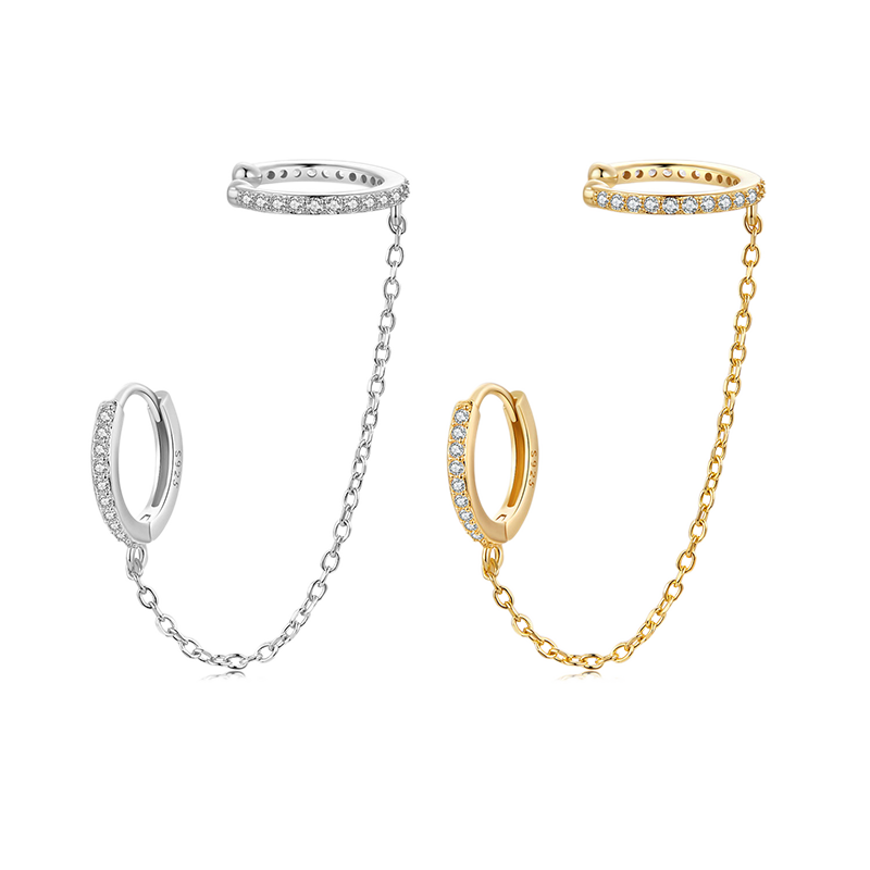 Gnoce Ear Cuff Chain Threader Hoop Earrings_2