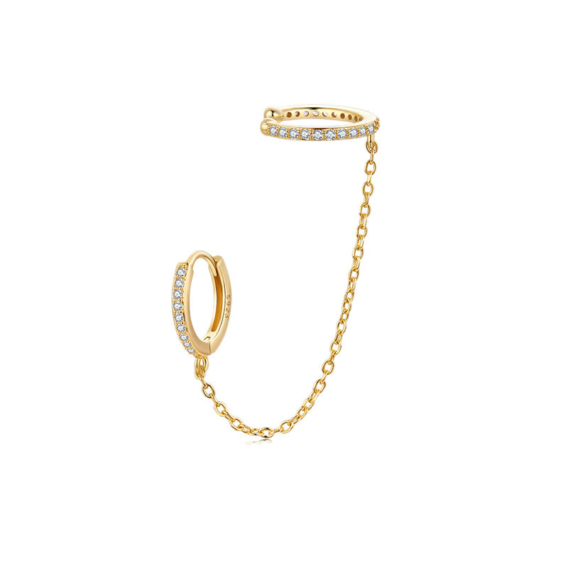Gnoce Ear Cuff Chain Threader Gold Hoop Earrings_1