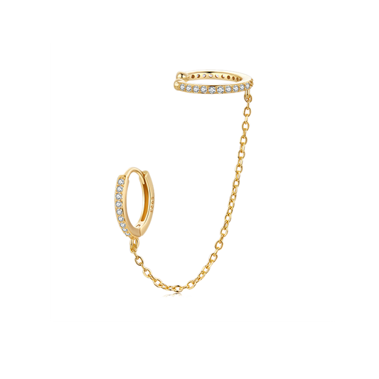 Gnoce Ear Cuff Chain Threader Gold Hoop Earrings_1