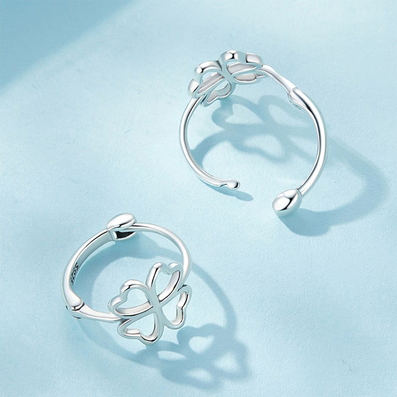 Gnoce Carved Four Leaf Clover Hoop Earrings_3