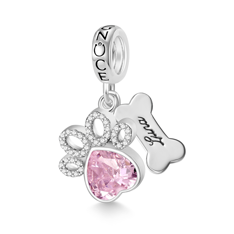 Gnoce Pet Paw Print Bone Engravable Name Pendant Dangle Charm_1