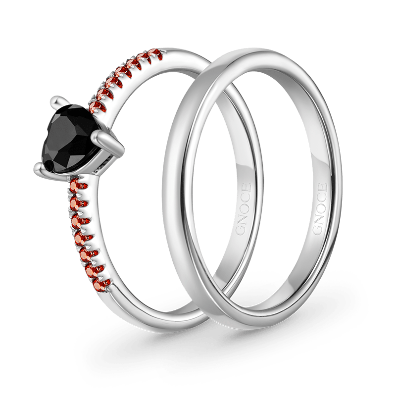 Gnoce Black Heart Cut Stackable Ring Set_2