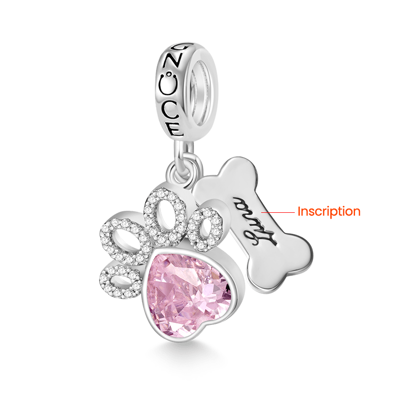 Gnoce Pet Paw Print Bone Engravable Name Pendant Dangle Charm_3