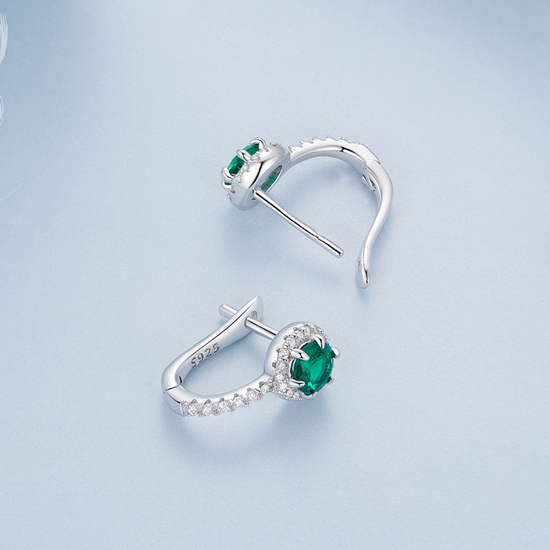 Gnoce Elegant Emerald U-shaped Hoop Earrings_2
