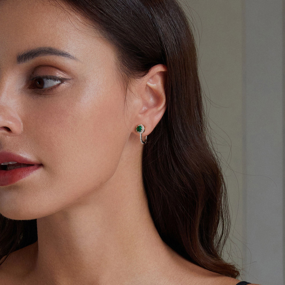 Gnoce Elegant Emerald U-shaped Hoop Earrings_4