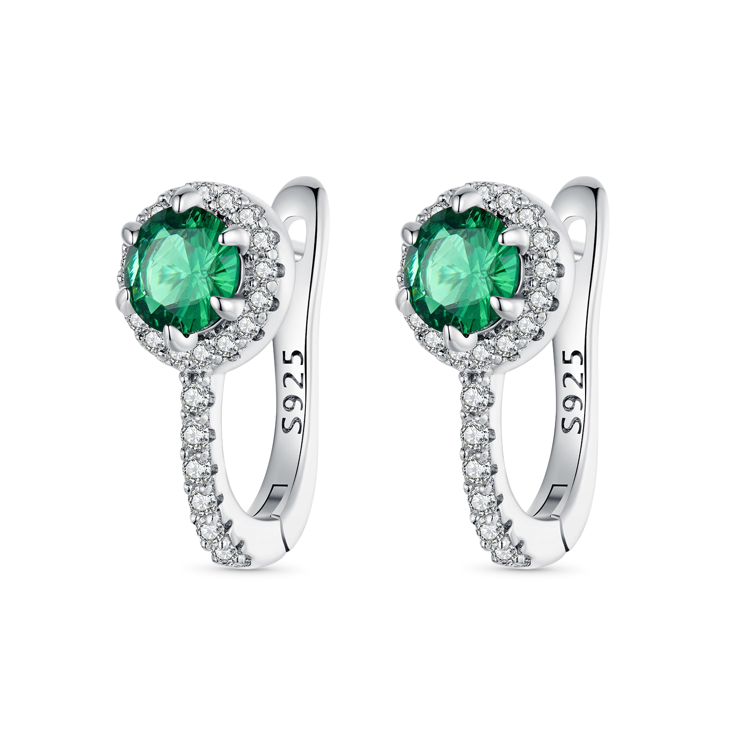 Gnoce Elegant Emerald U-shaped Hoop Earrings_1