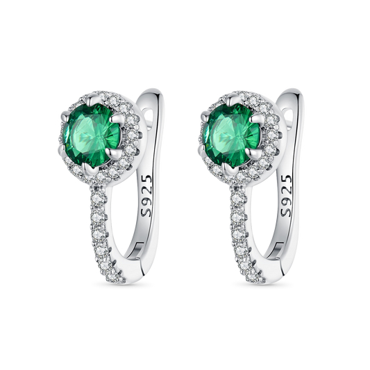 Gnoce Elegant Emerald U-shaped Hoop Earrings_1