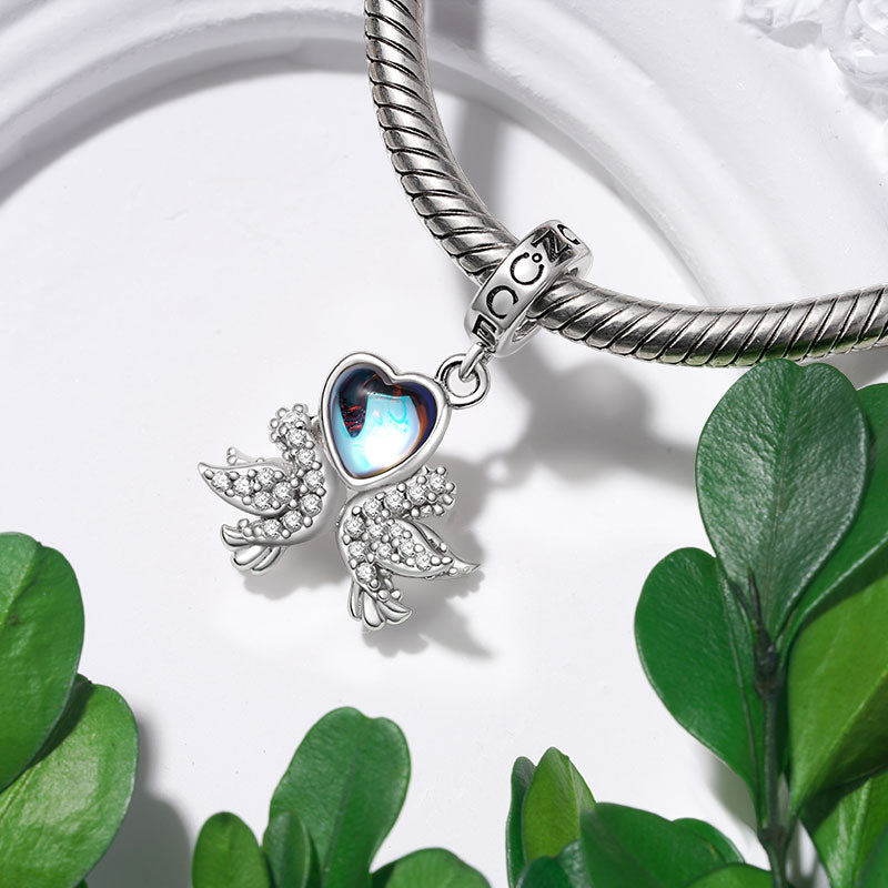 Gnoce Love Birds Moonstone Pendant Dangle Charm_3