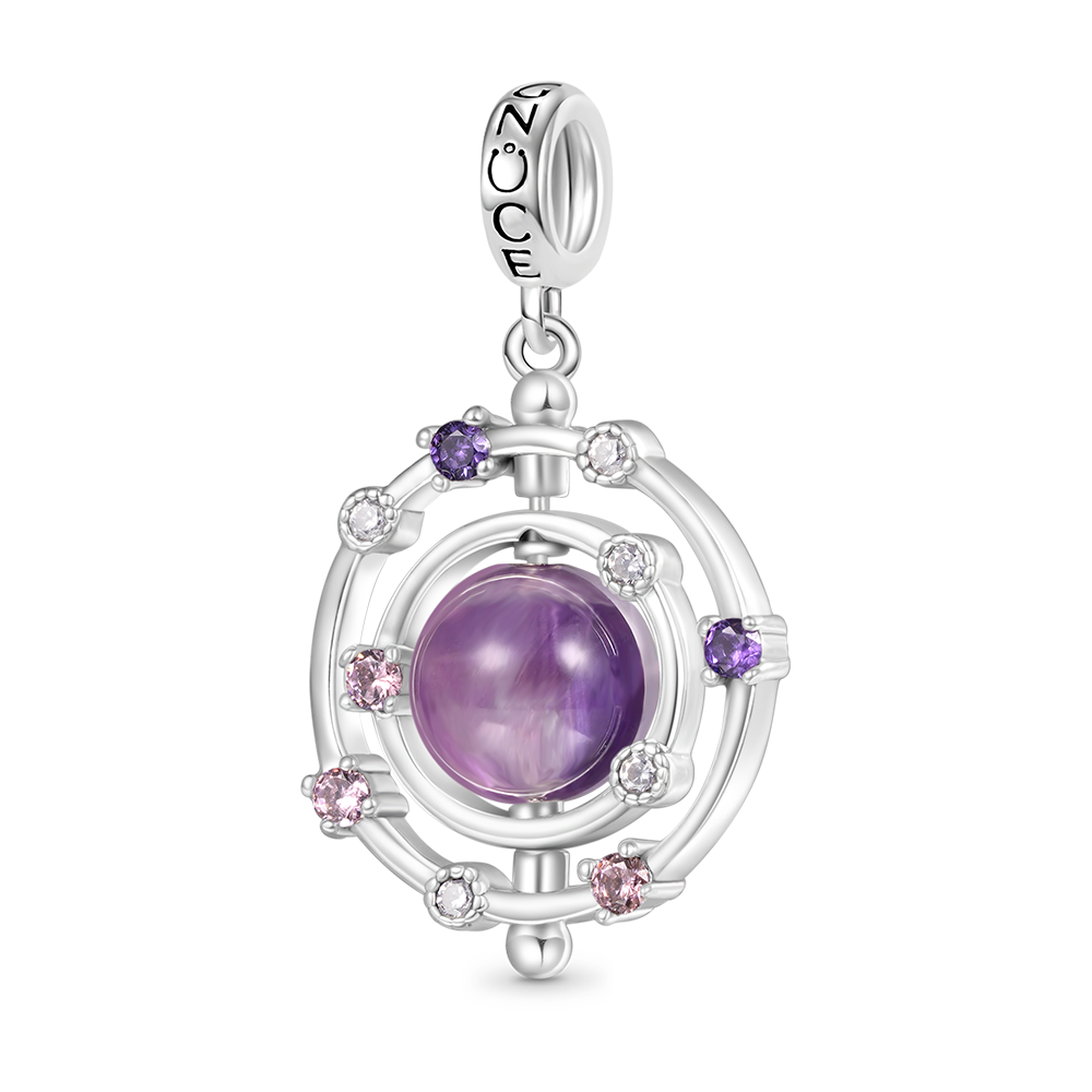 Gnoce Rotatable Natural Amethyst Galaxy Pendant Dangle Charm_1