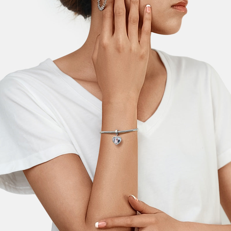 Gnoce Personalized Photo Engravable Name Heart Pendant Dangle Charm_2