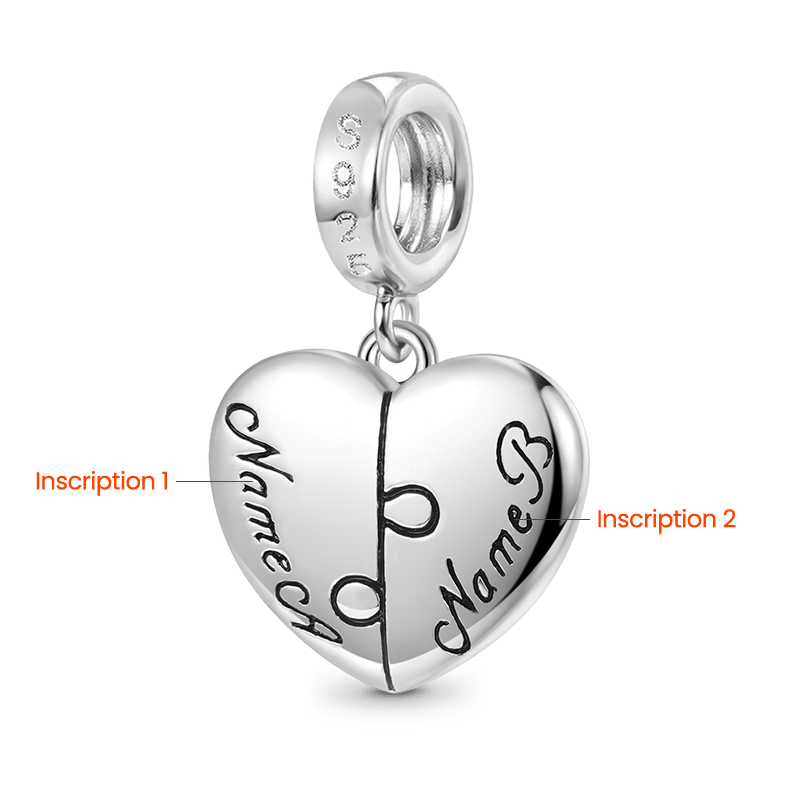 Gnoce Personalized Photo Engravable Name Heart Pendant Dangle Charm_3