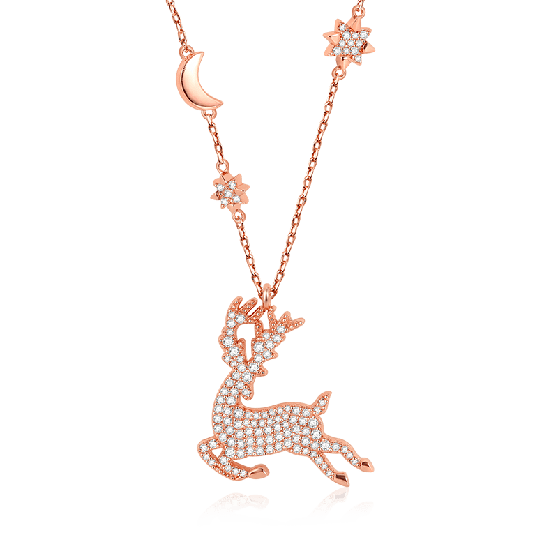 Gnoce Elk Necklace Paved with Stones_1