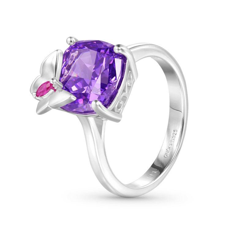 Gnoce Purple Square-cut Butterfly Promise Ring_2