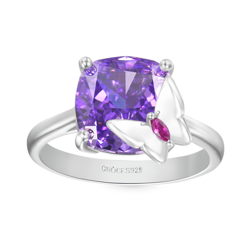 Gnoce Purple Square-cut Butterfly Promise Ring_1