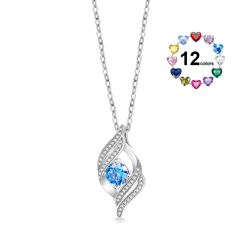 Gnoce Round Birthstone Curved Necklace_1